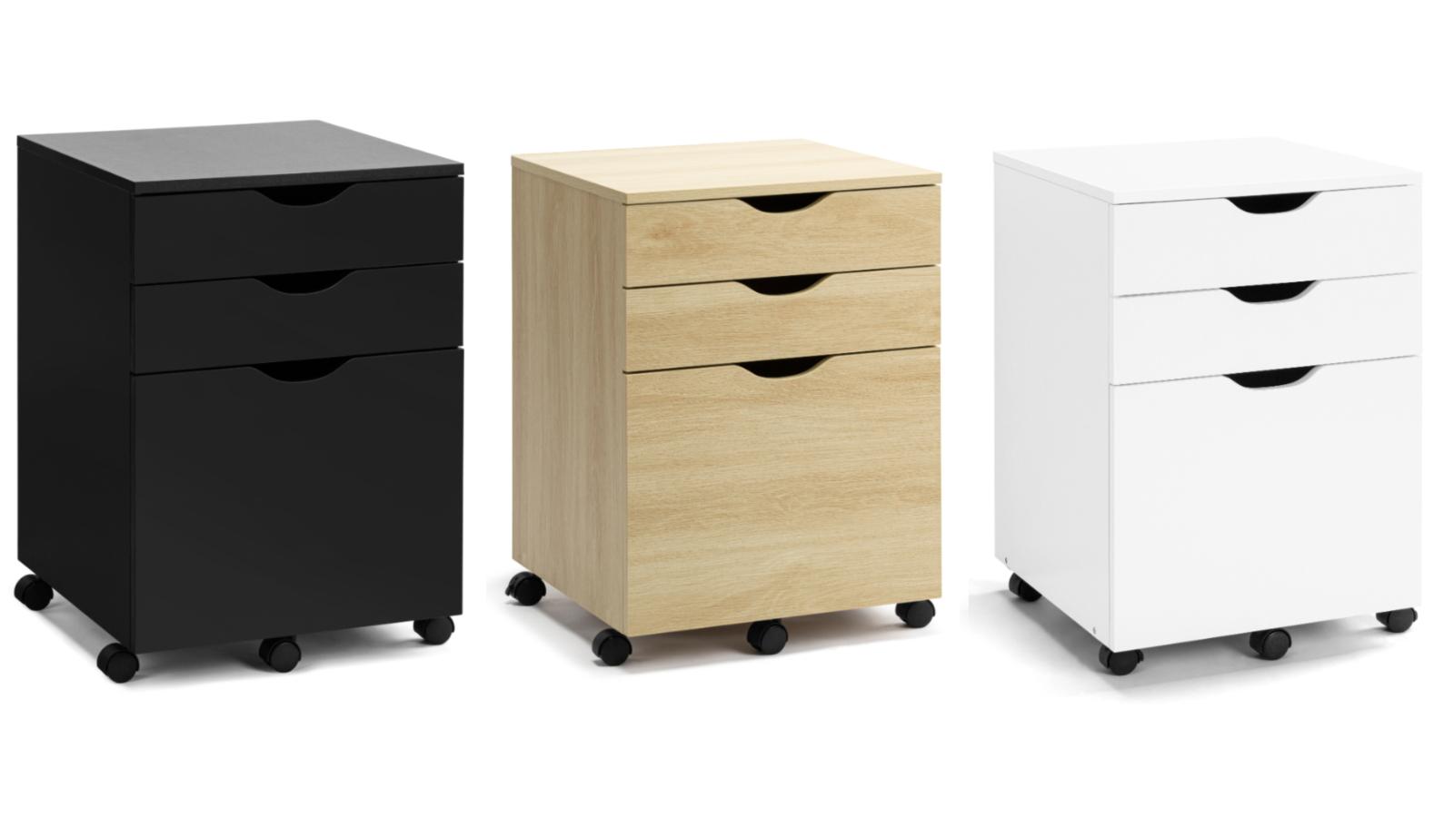 Kodu Belle Filing Cabinet Storage 3-Drawer Home Office Mobile Pedestal