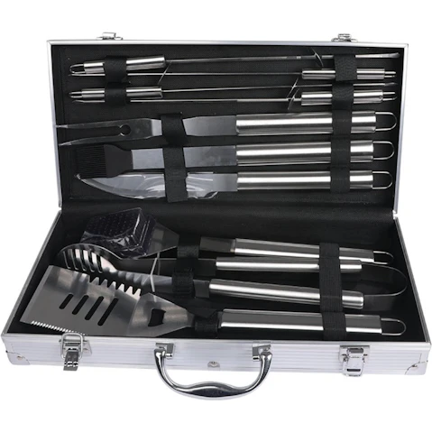 Stainless Steel Barbecue Tool Set - 10-Pieces