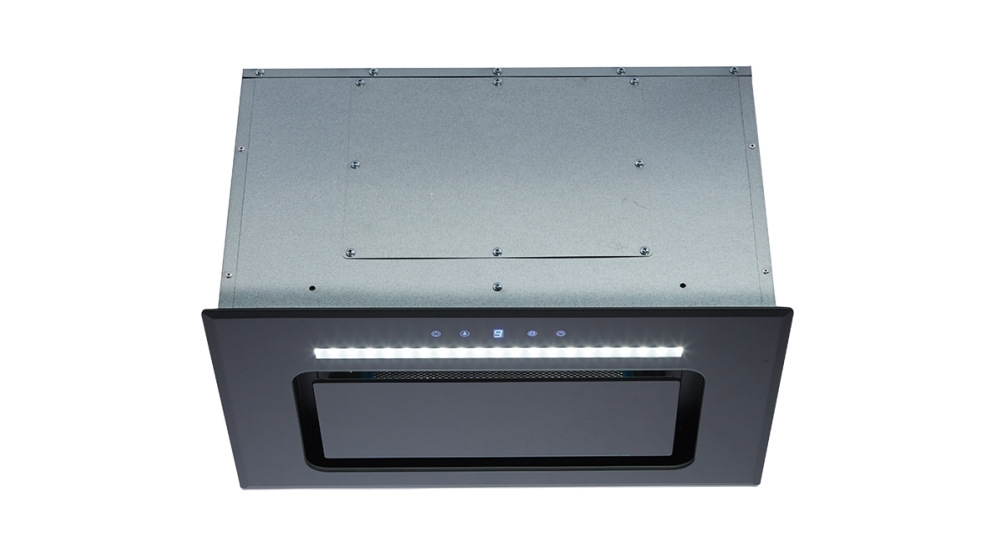 Euromaid 52cm Black Glass Under Cupboard Rangehood