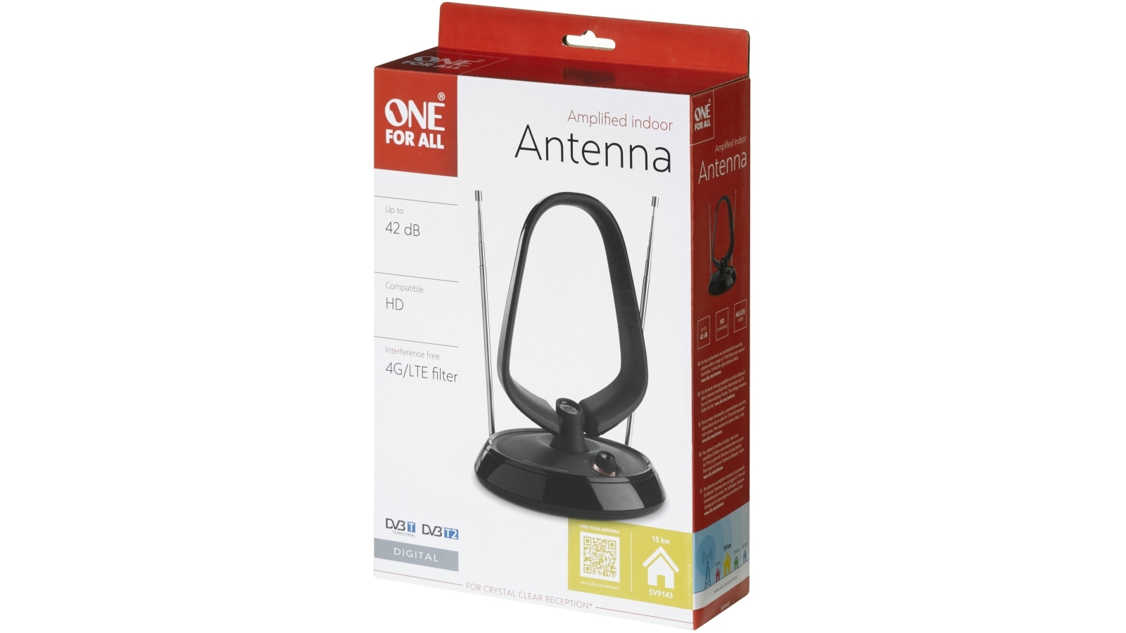 One For All Amplified 42dB 4G Filter Indoor Antenna Harvey Norman