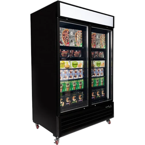 Bromic UF1250GDL-NR Commercial 2-Door Flat Glass Lightbox Upright Display Freezer - 1266 Litre