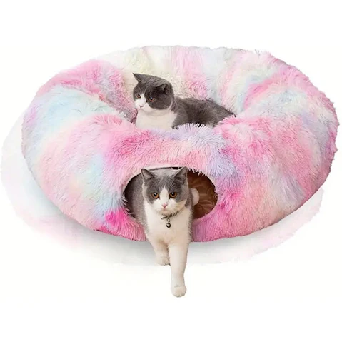TM Cozy Plush Cat Tunnel Nest with Hanging Ball Toy