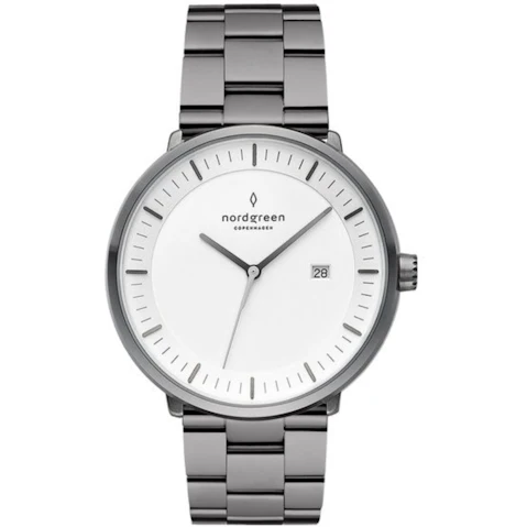 Nordgreen 4cm Men Philosopher Gun Metal Watch - Silver