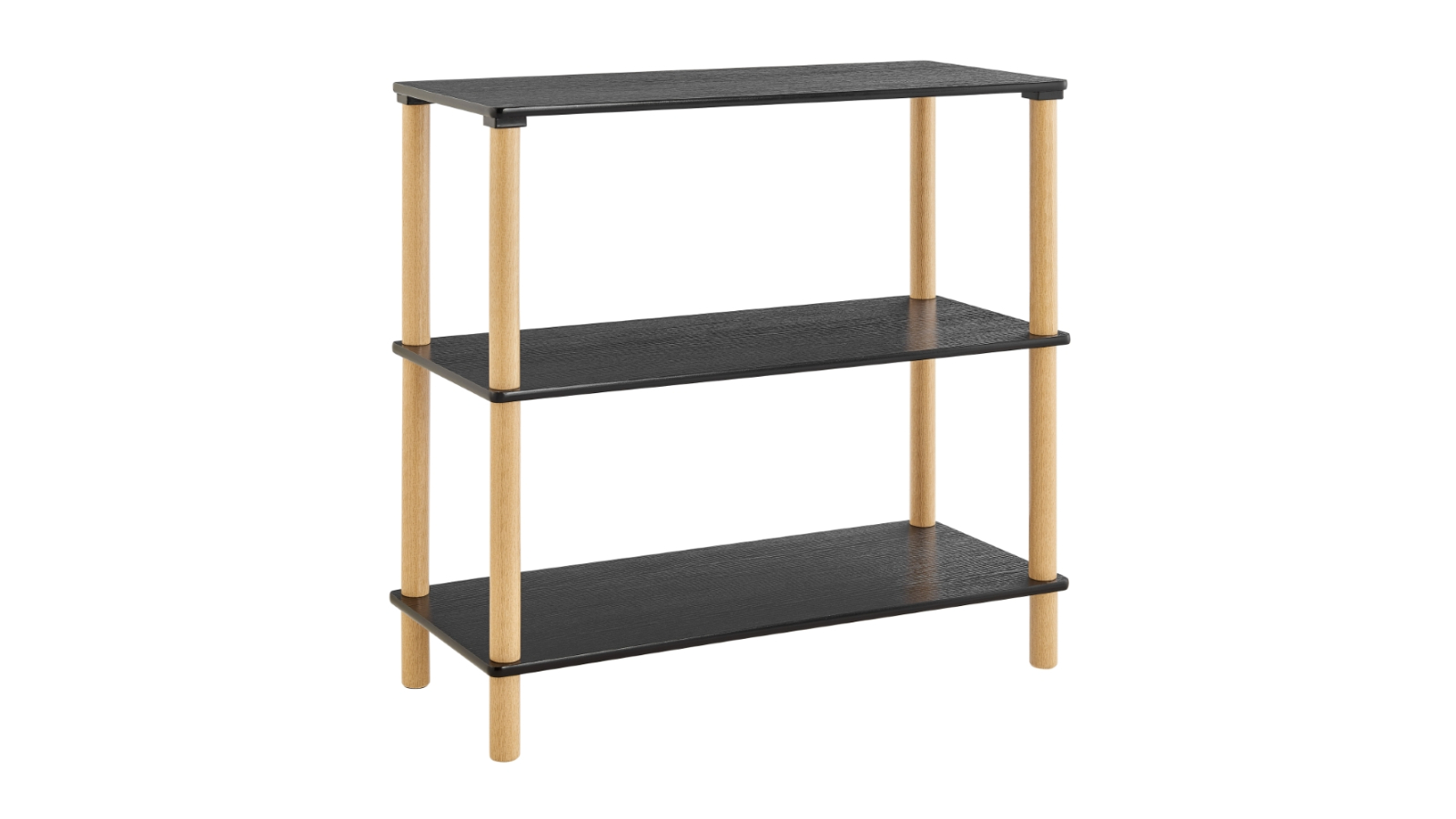 Kodu Seth 3-Level Open Shelf Display Unit - Black/Woodgrain