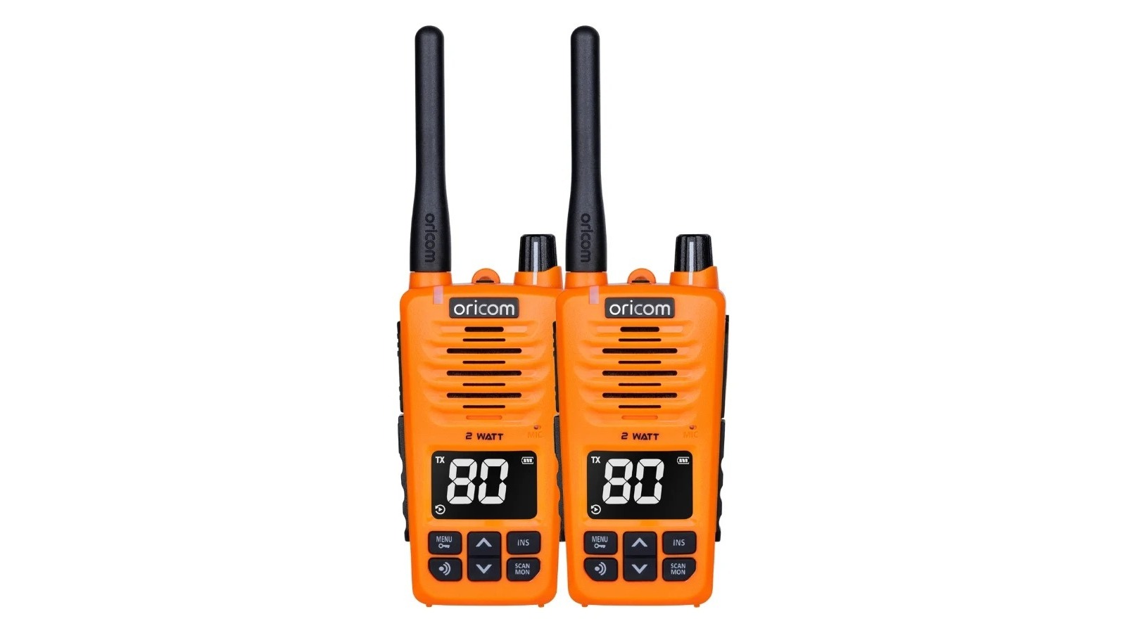Oricom Twin Pack Floating IPX7 UHF CB Radio - Orange