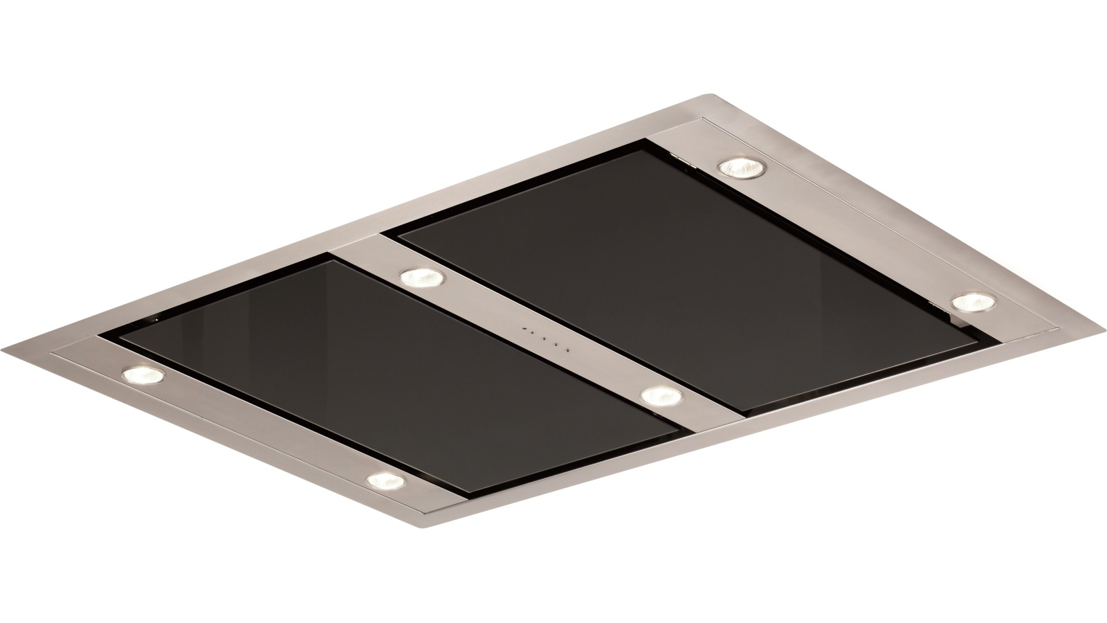 Schweigen 120cm Black Glass Ceiling Cassette Rangehood with Isodrive 3200 External Motor