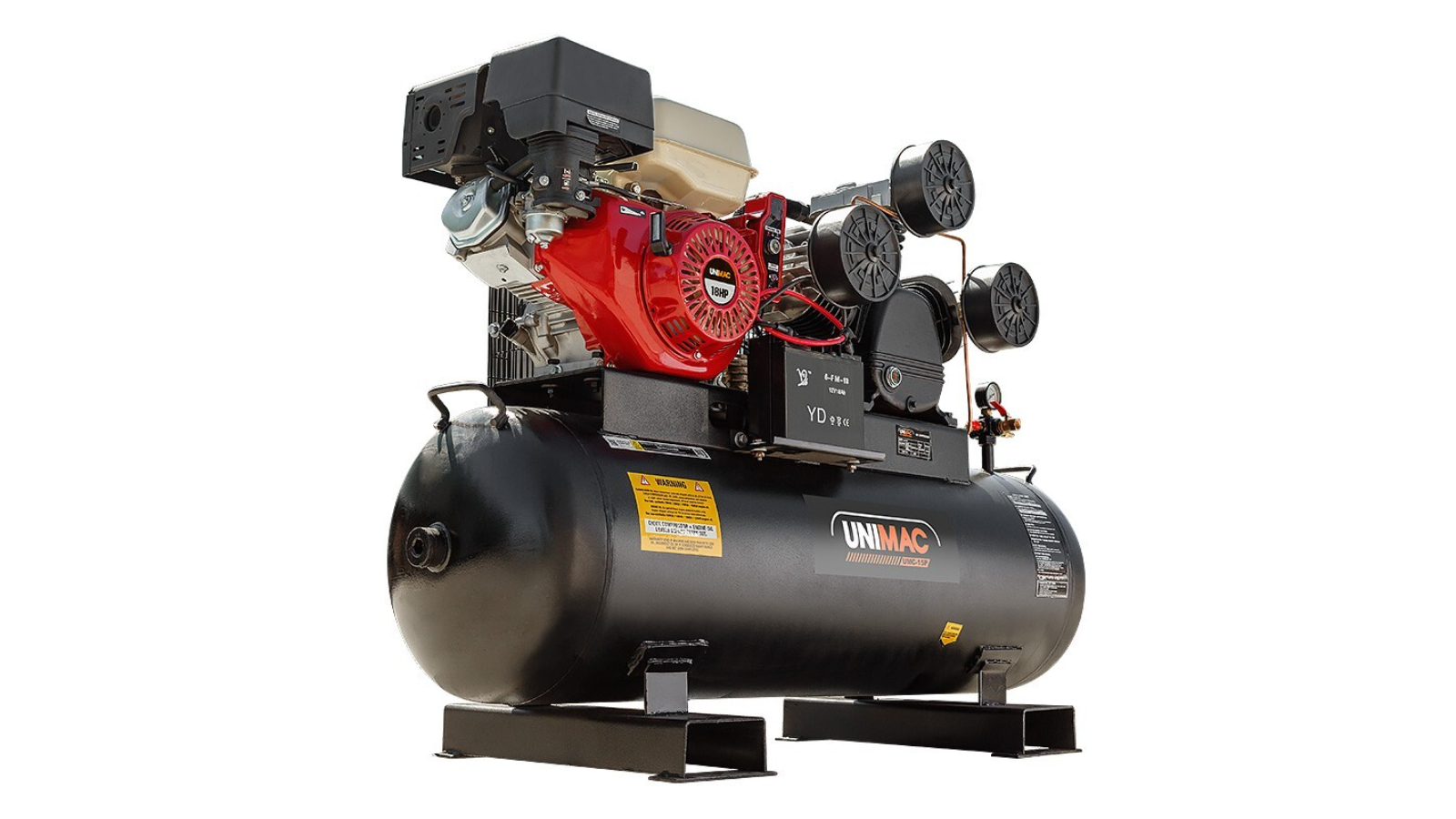 Unimac 18HP Tank Petrol Industrial Air Conditioning 115PSI Air Compressor - 150 Litre