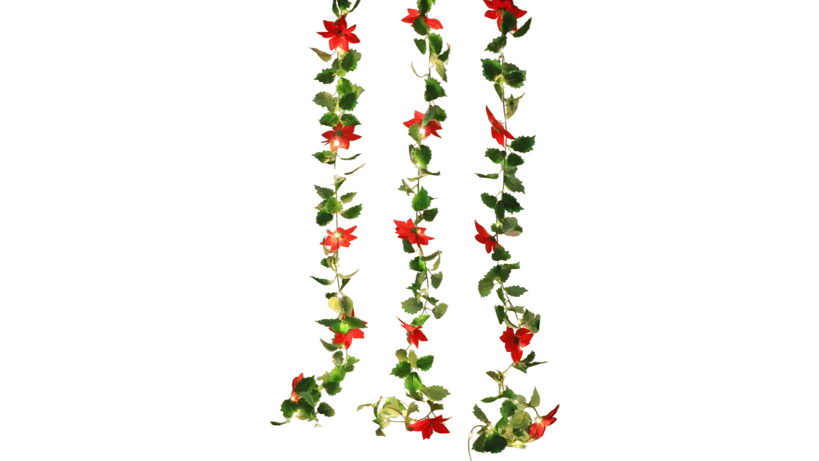 TM Red Flower Rattan Battery Operated LED Lighted Christmas Decoration