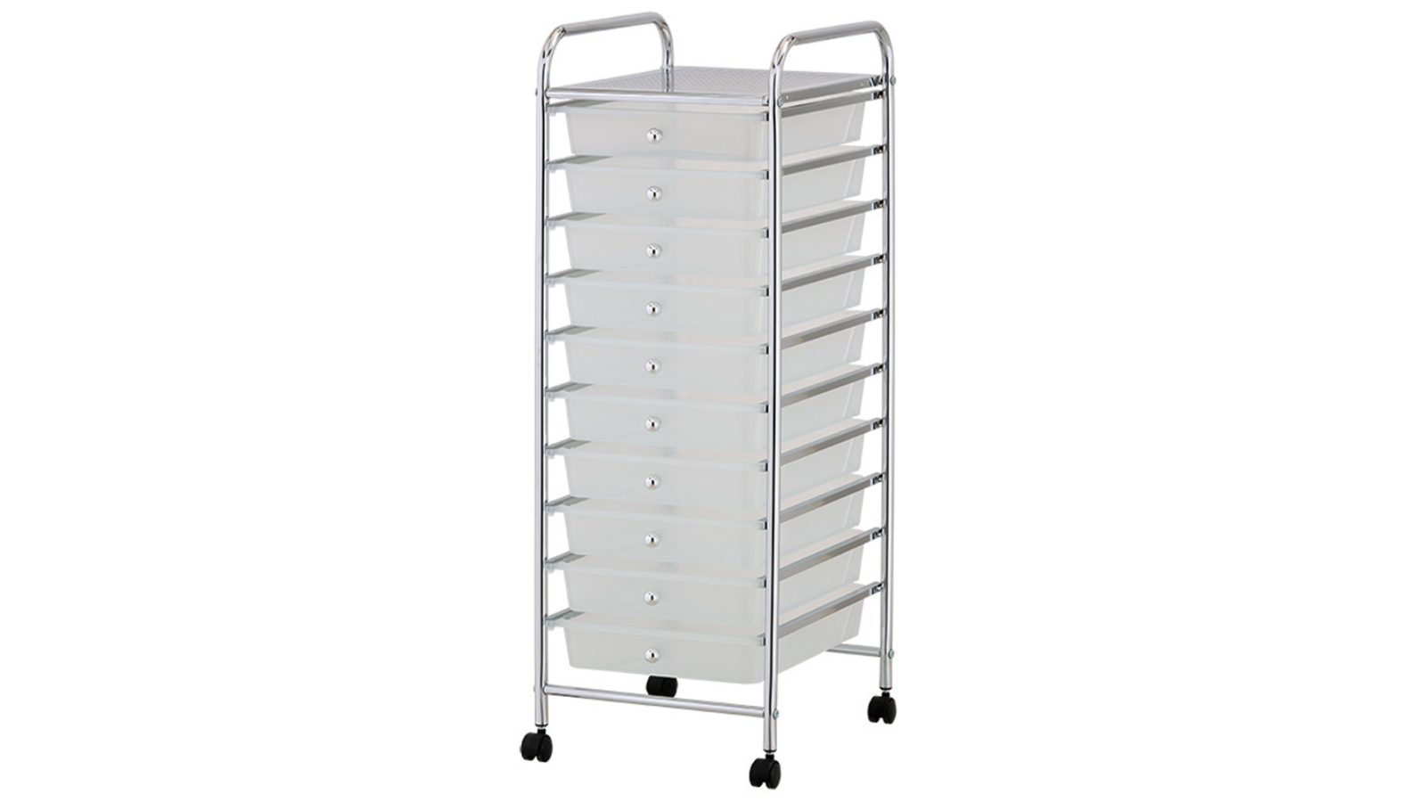 YES4HOMES Plastic Storage 10-Drawer with Metal Trolley Shelf - White