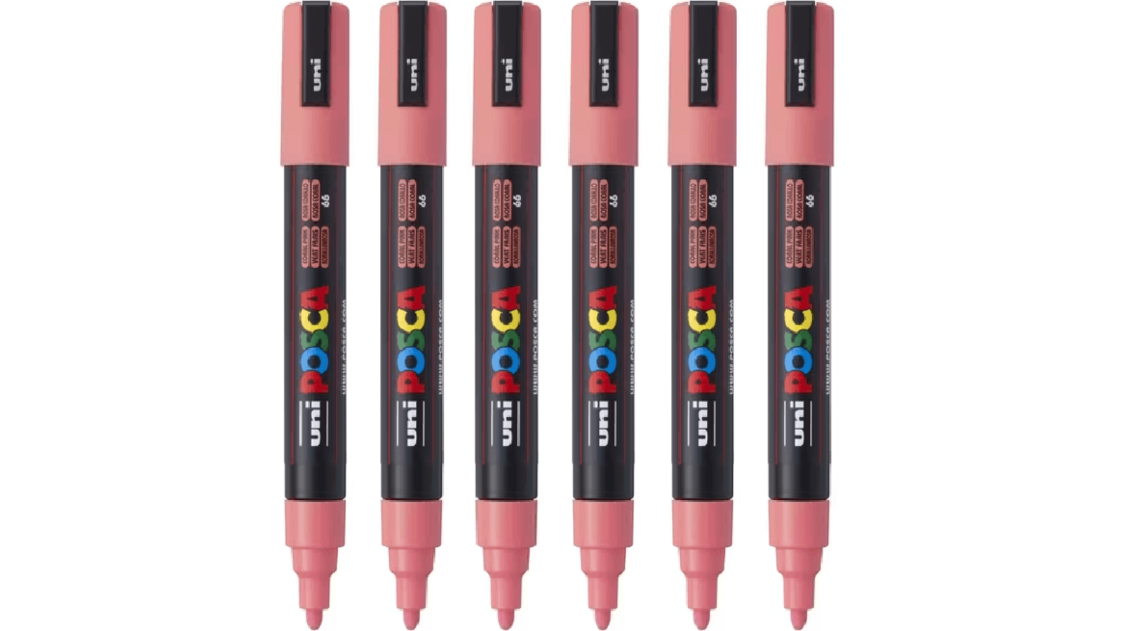 Posca PC-5M Pack of 6 Medium Bullet Tip Poster Marker - Coral Pink ...