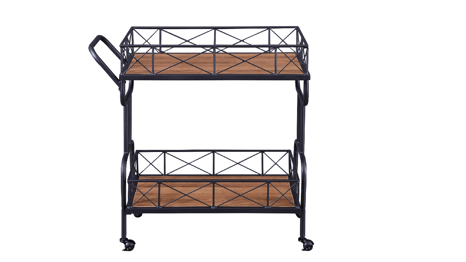 iHomDec Drink Trolley Wood and Metal Bar Cart Vintage - Brown