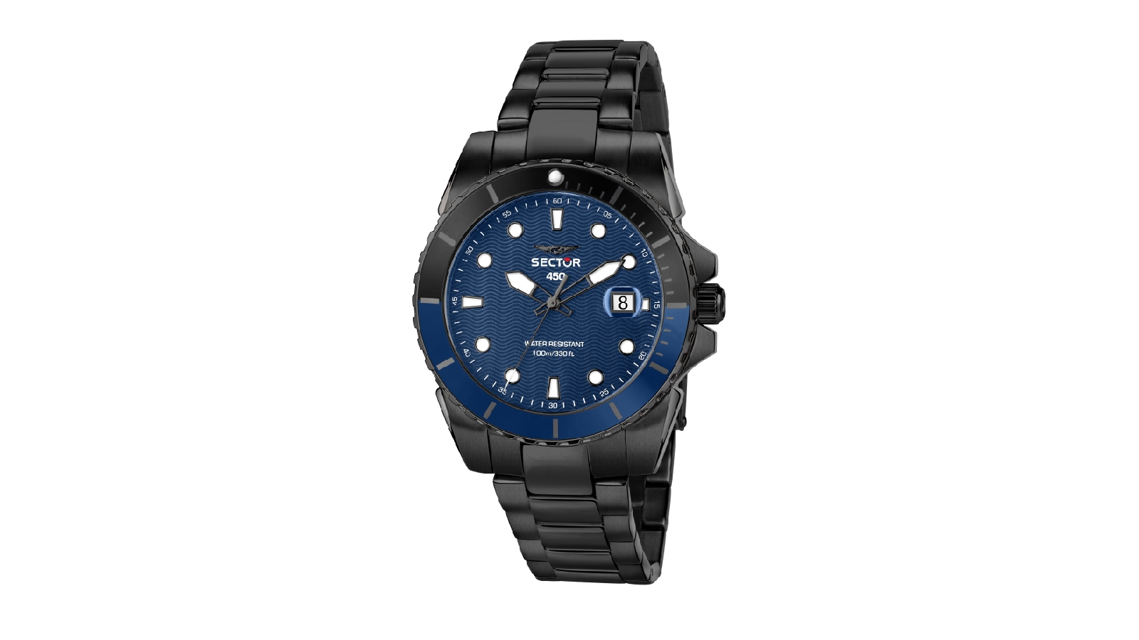 Sector 450 Blue Dial Bracelet Watch 4.1cm - Black