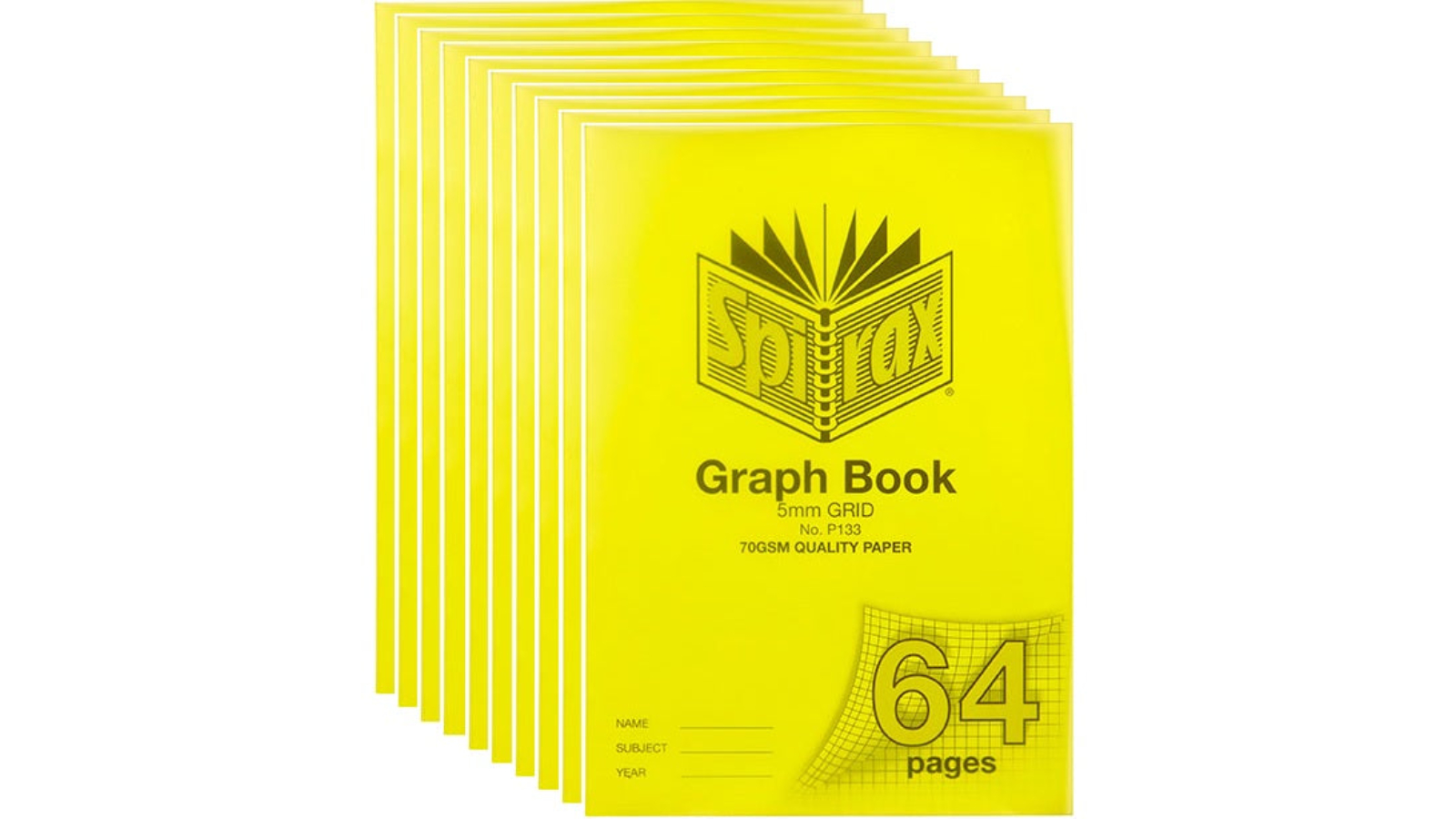 Spirax 0.5cm Yellow Grid Graph Book - Pack of 10