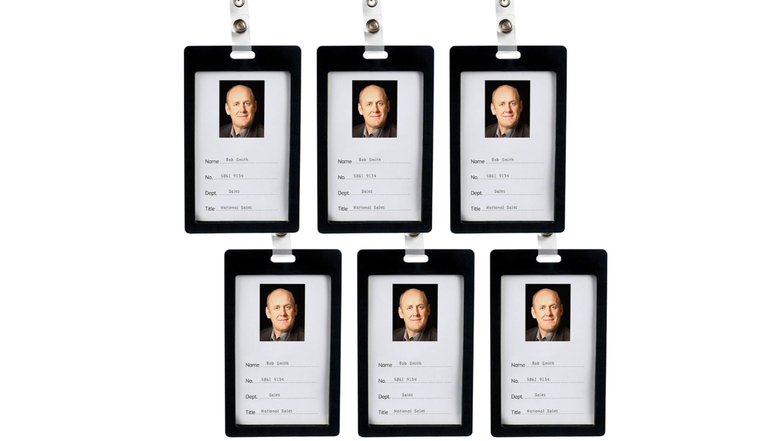 Rexel Pack of 6 ID Coloured Plastic Card Holder Portrait - Black