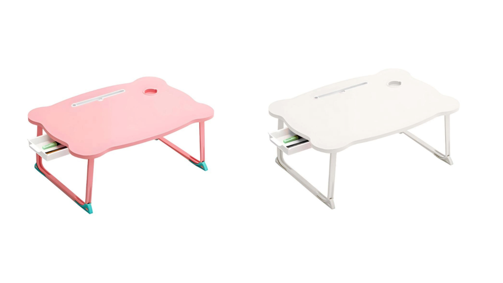 Soga Portable Bed Table Adjustable Folding Mini Desk With Mini Drawer and CupHolder Home Decor 