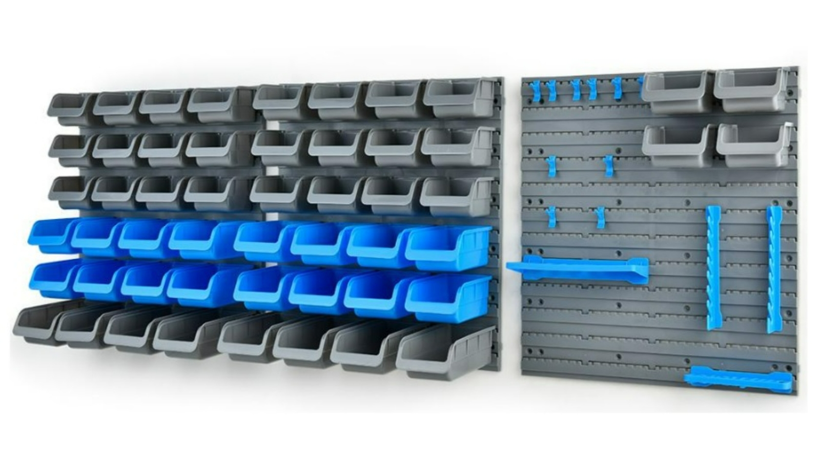 BAUMR-AG 69 Piece Wall Mounted Parts Bin Rack - Blue