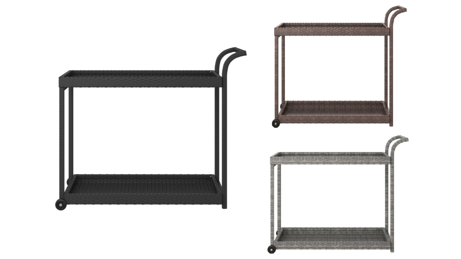 vidaXL Poly Rattan Bar Cart - 100 x 45 x 83cm