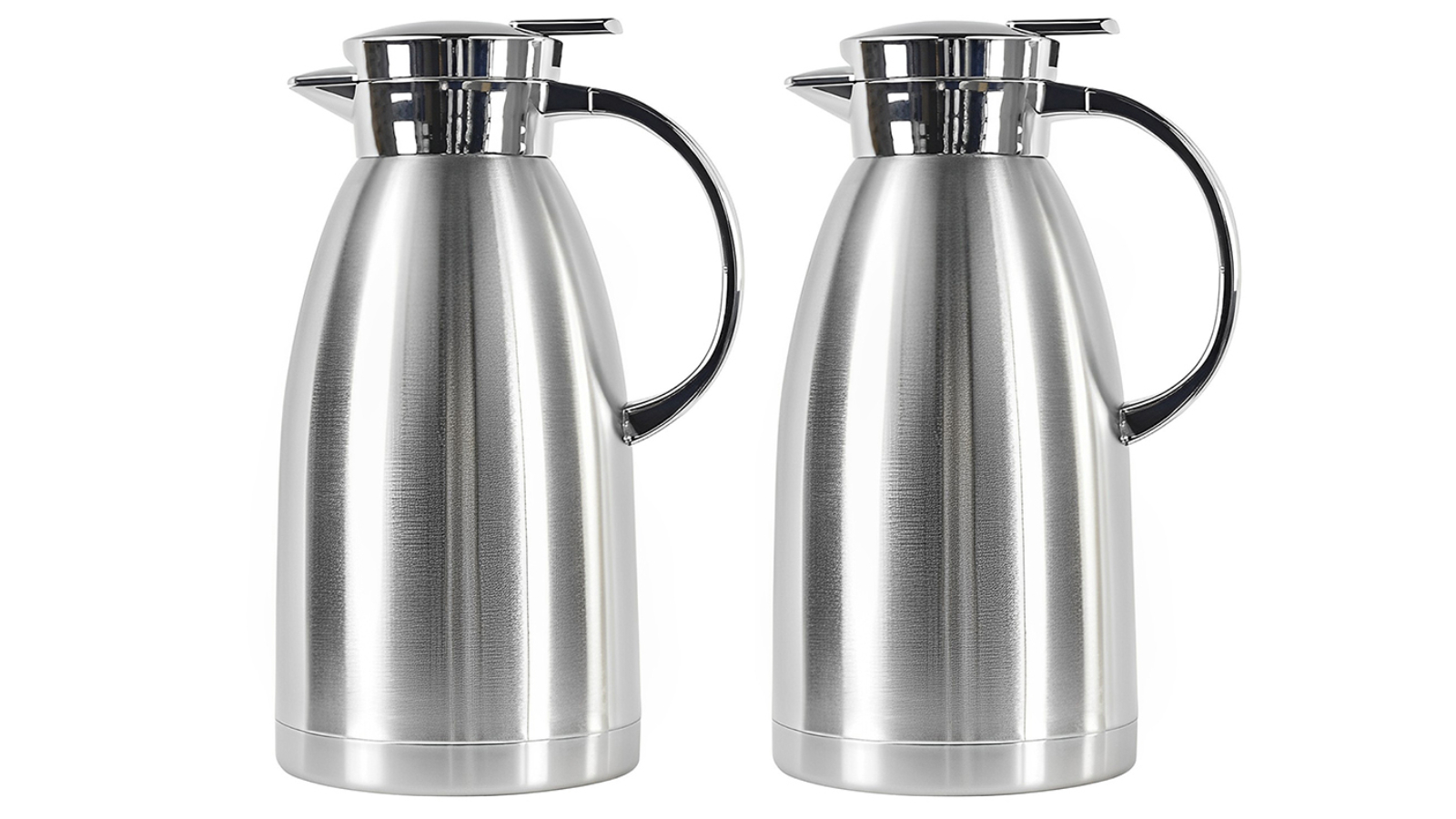 Soga Set of 2 Insulated Stainless Steel Kettle 1.8 Litre Thermal Jug - Silver