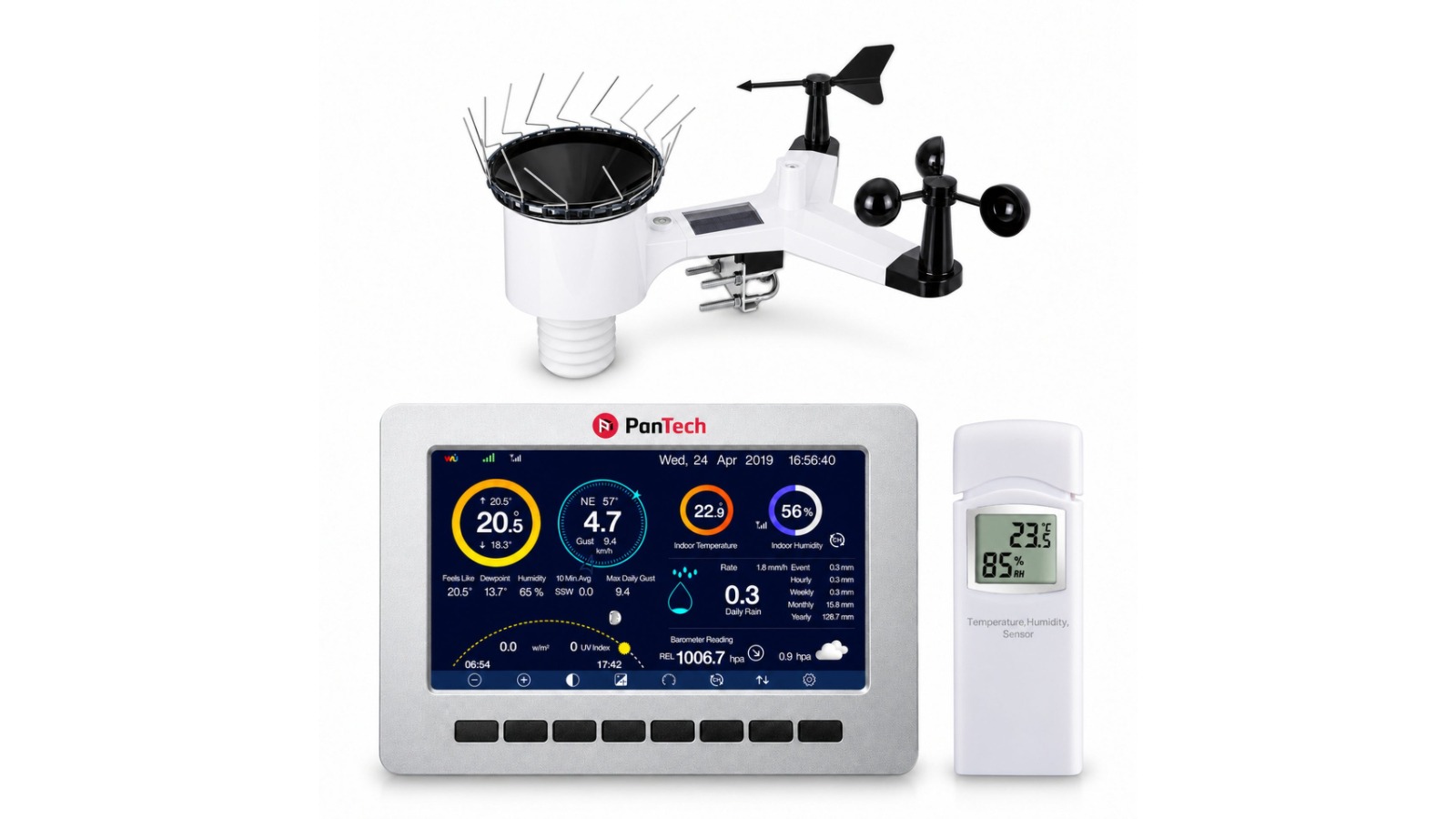PanTech Gen 5 Solar Powered TFT Display WiFi Weather Station - 7inch 