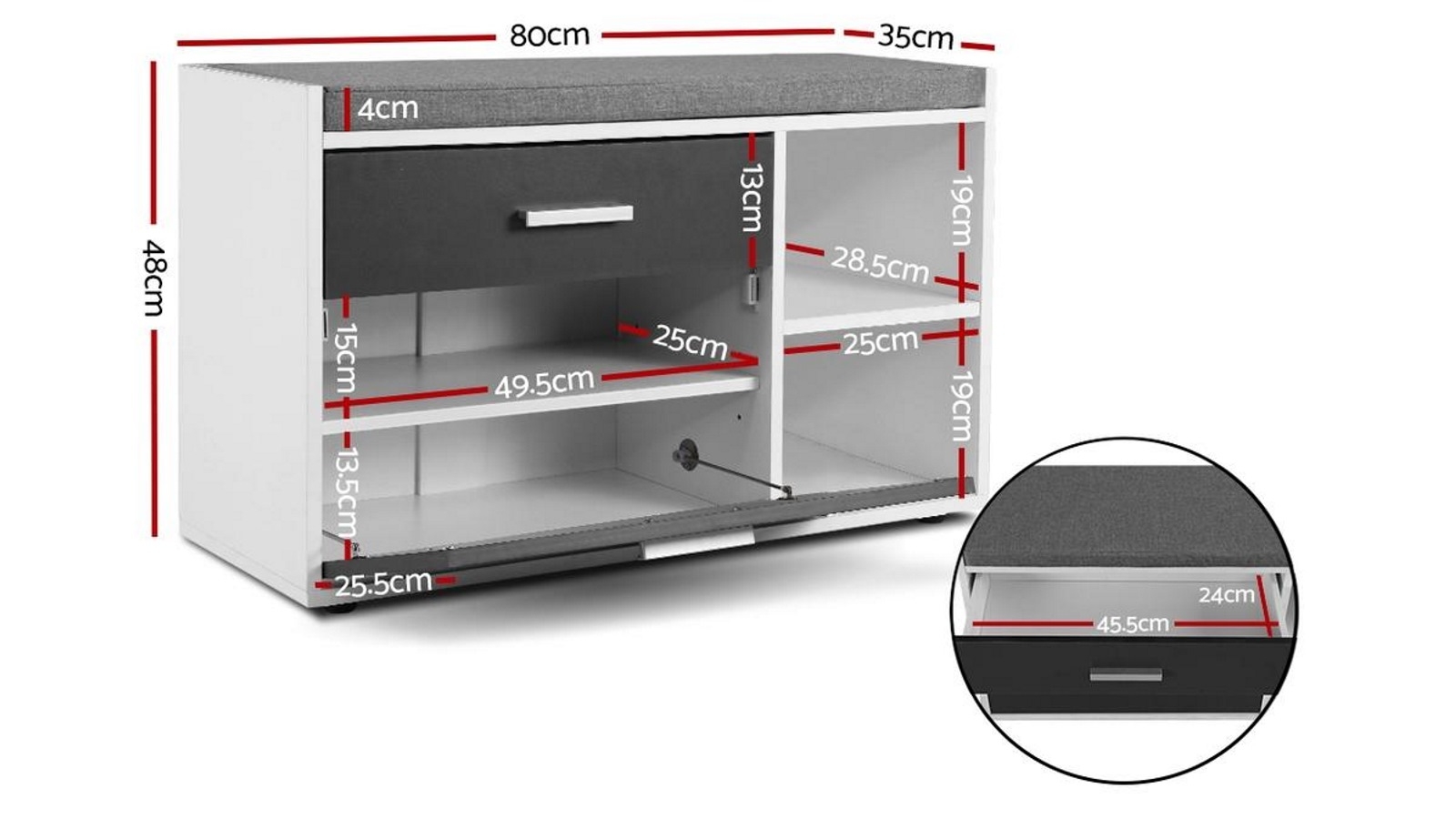 Artiss Fabric Shoe with Seat Harvey Norman