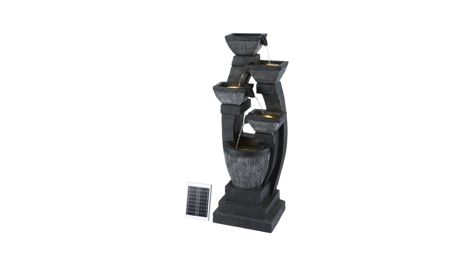 Gardeon 5-Tier Solar Bowl Cascading Water Fountain - Grey
