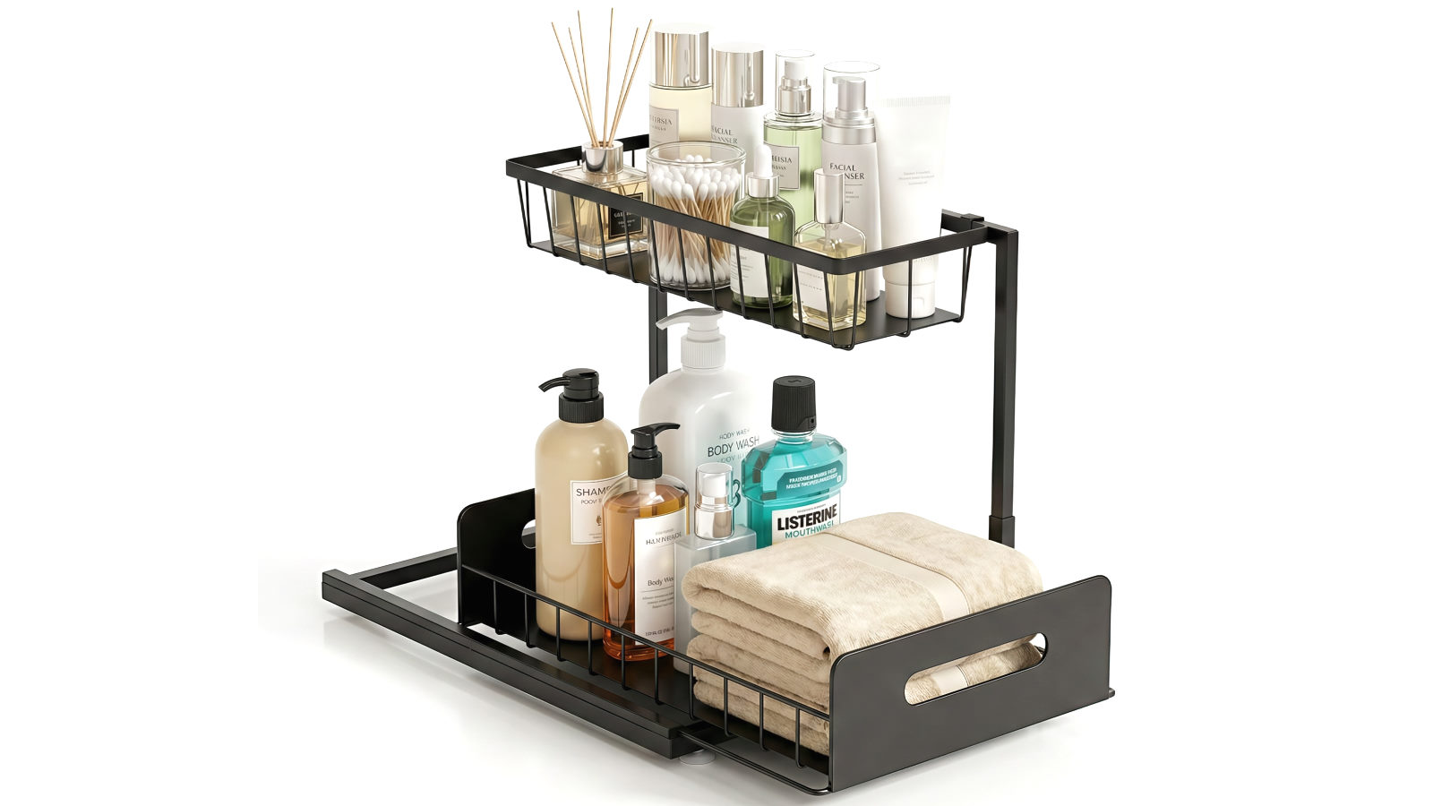 Artiss L Shape 1 Pull Out Drawers Under Sink Organizer Storage