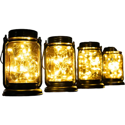 TM Set of 4 Vintage Mason Jar Solar Light for a Timeless Christmas