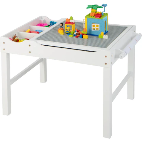 Costway Wooden Lego Play Center - White