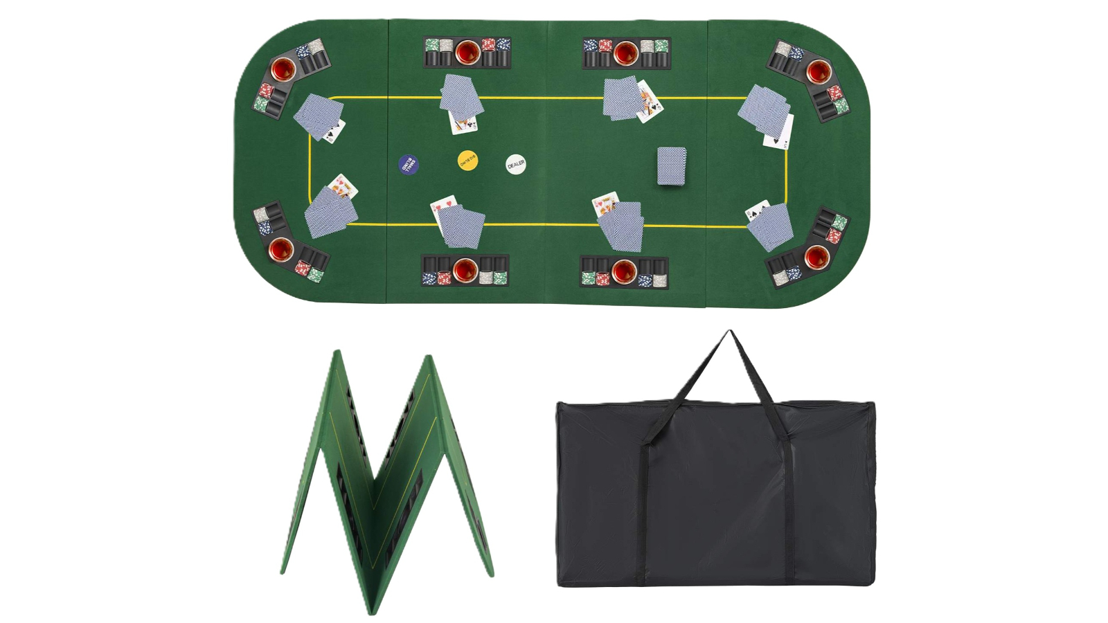 Costway 8-Player Folding Poker Tabletop with Carry Bag and Cup Holder