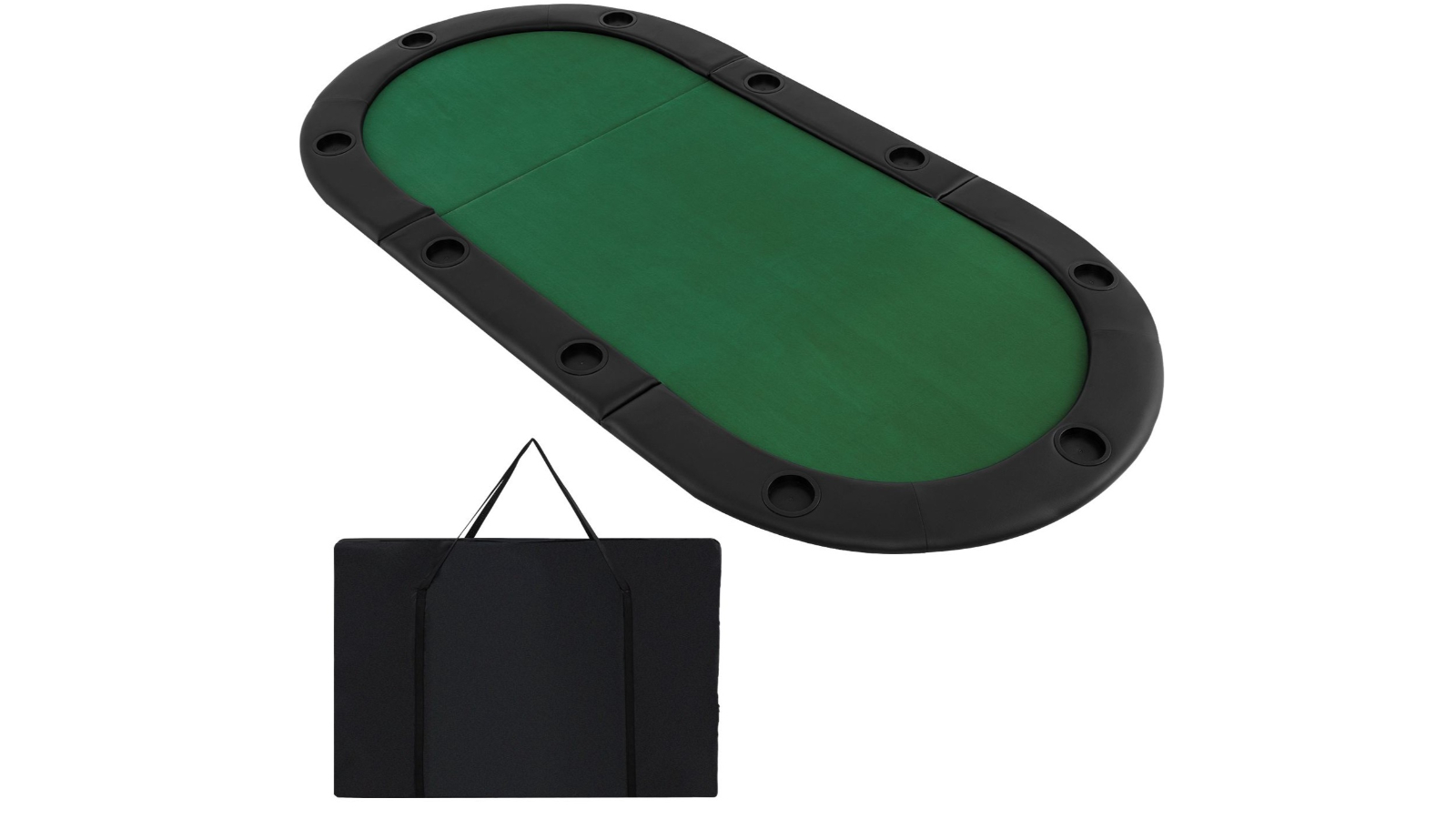 Costway 10-Player Folding Poker Tabletop with 10 Cup Holder - Green