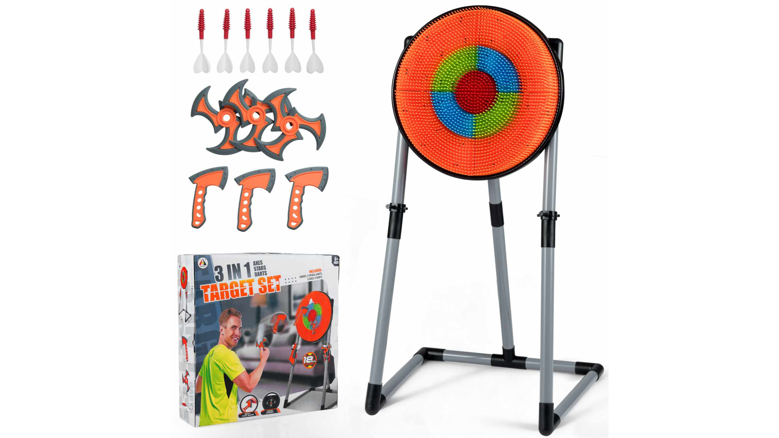 Costway 3-in-1 Throwing Darts Bristle Target Set with Hanging Hooks