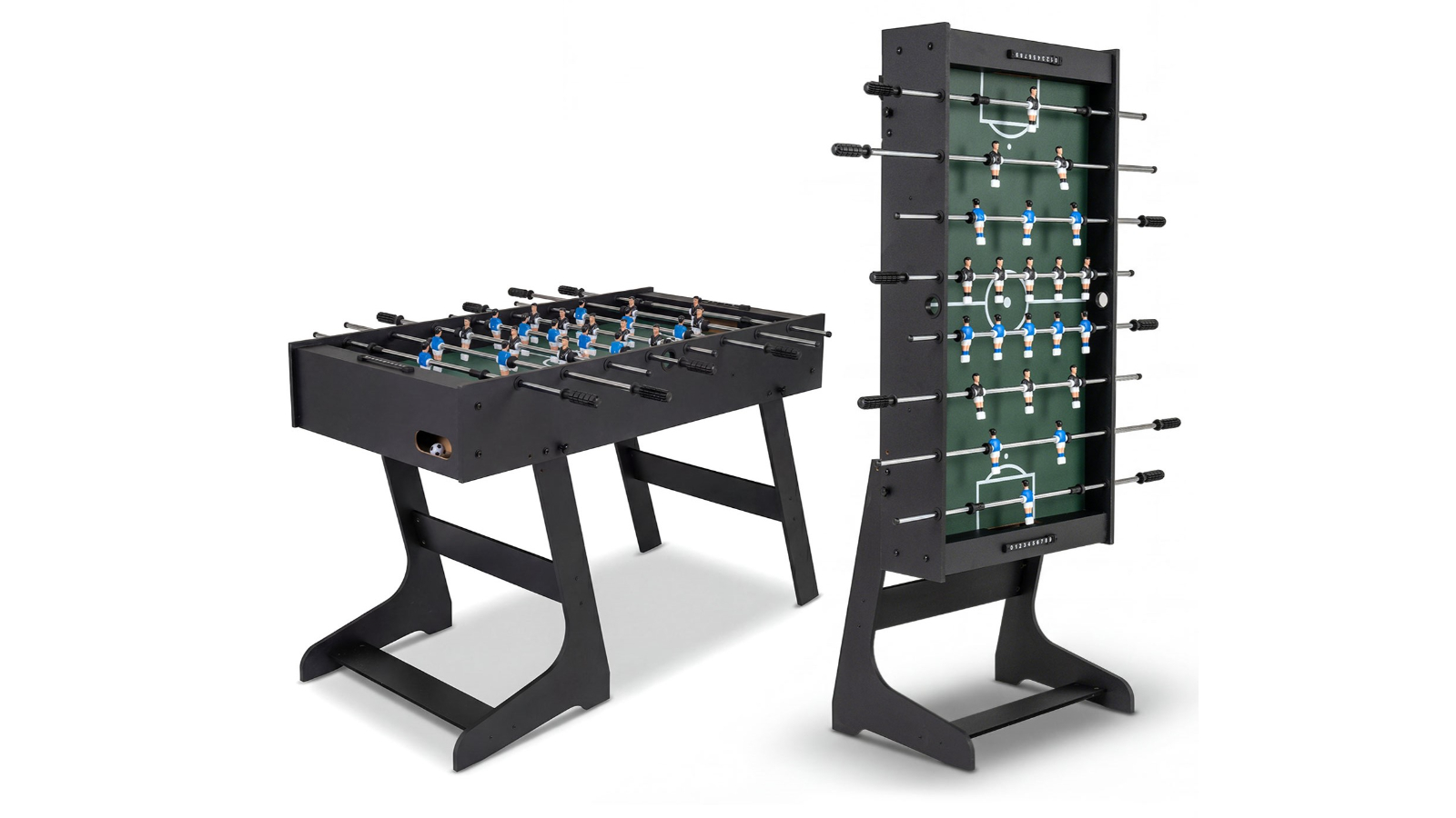 Costway 121cm Folding Foosball Table with 22-Player, 2 Ball and Slide Scorer - Black