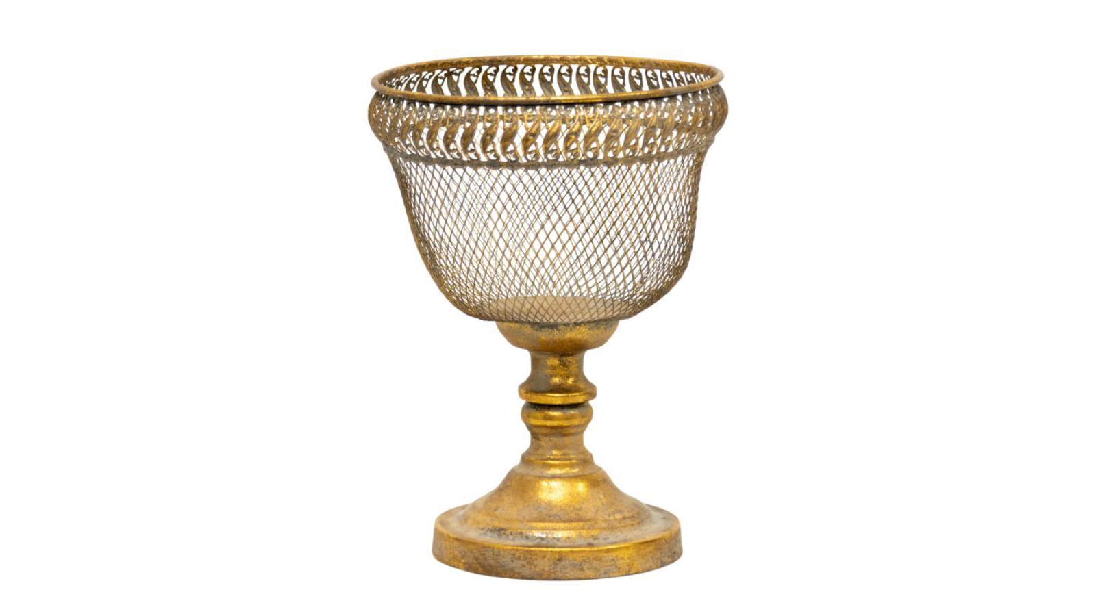 Willow and Silk Lustre Footed Decorative Bowl - Distressed Gold