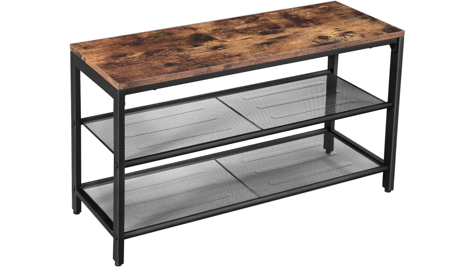 YS Shoe Rack with 2 Mesh Shelves Rustic - Brown/Black