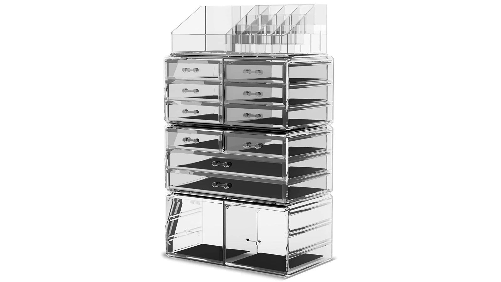 YS Makeup Cosmetic Organizer with 12 Drawers Display Boxes - Clear