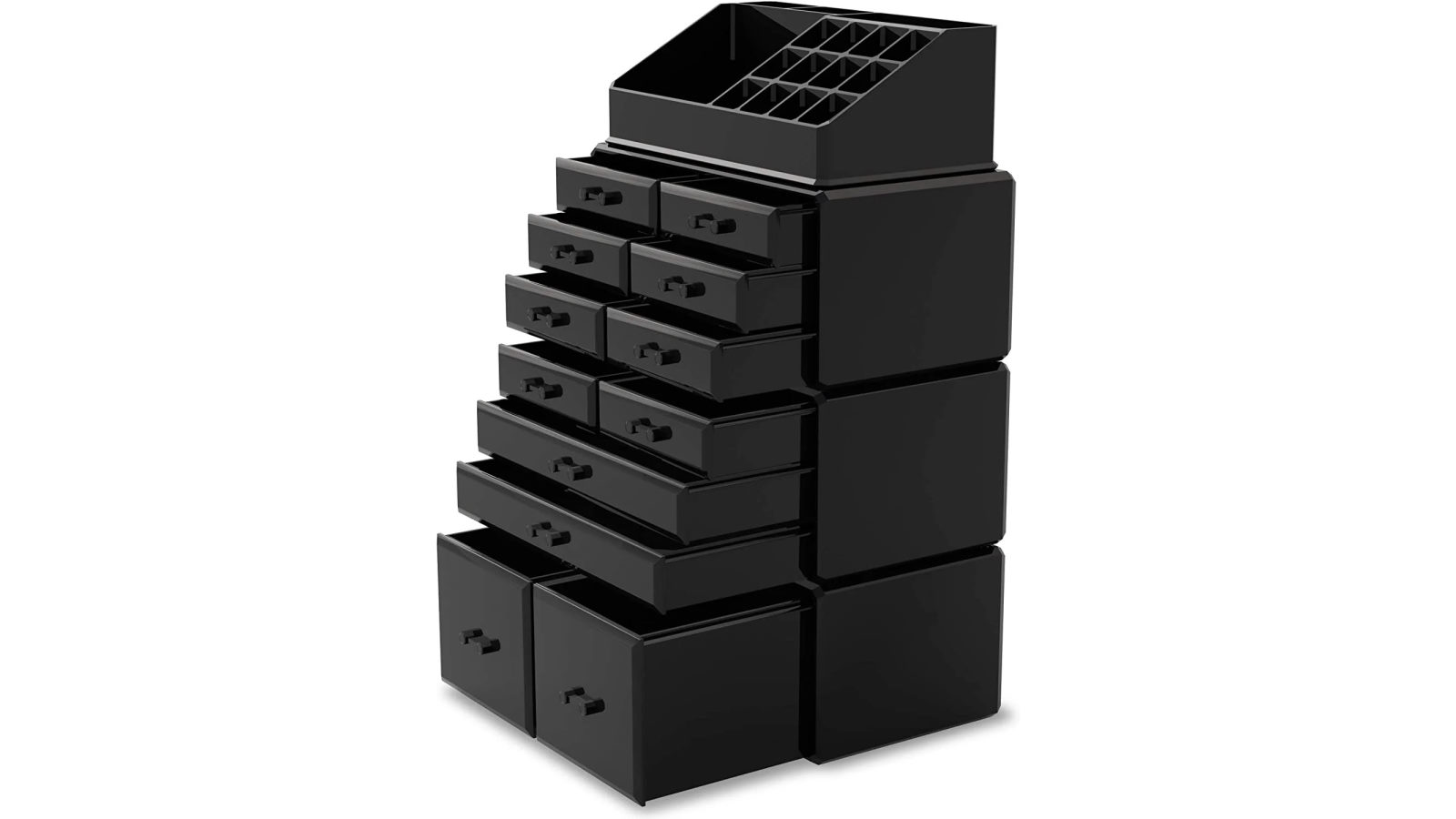 YS Makeup Cosmetic Organizer with 12 Drawers Display Boxes Black