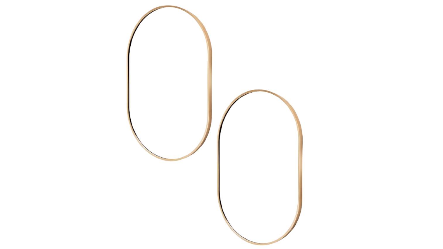 La Bella Set of 2 Gold Oval Frame Makeup Wall Mirror - 50 x 75cm