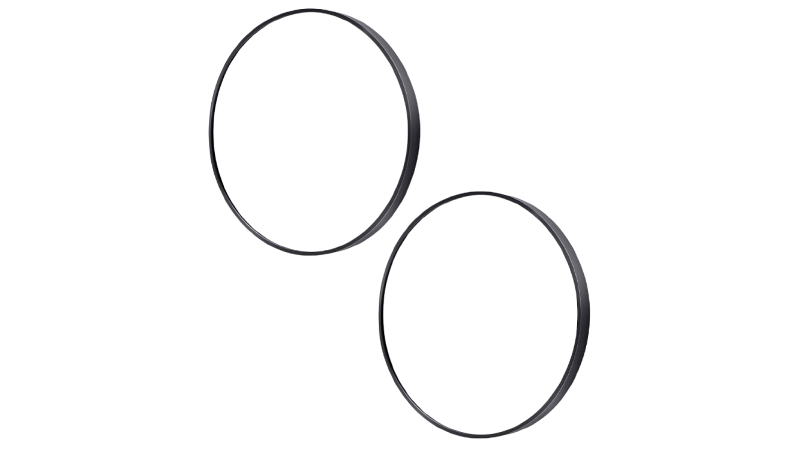 La Bella Set of 2 Black Round Frame Makeup Wall Mirror - 80cm