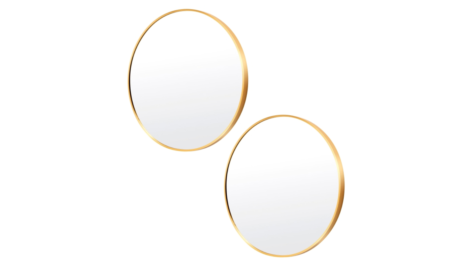 La Bella Set of 2 Aluminum Frame 70cm Round Makeup Wall Mirror - Gold