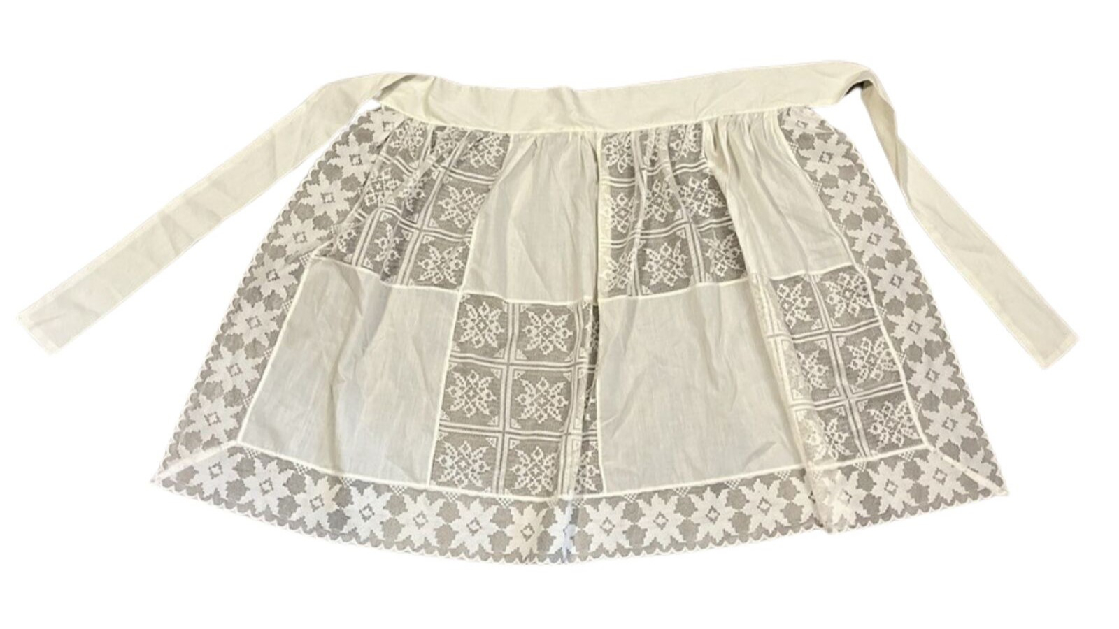 Appleby and Co Polyester Cotton Blend Army and Navy Elegant Cream Lace Apron - 90 x 50cm