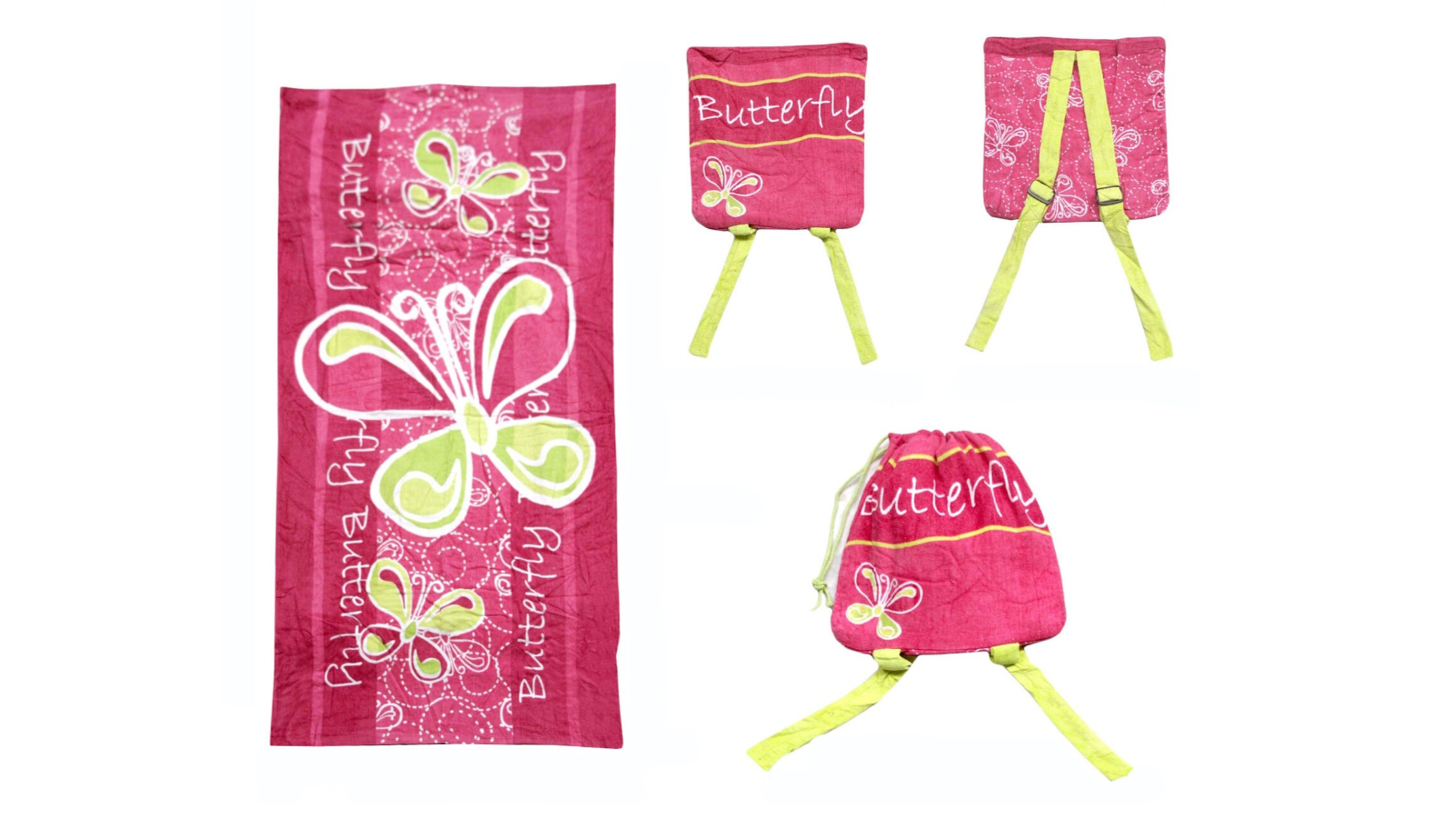 Appleby and Co 2-in-1 Kids Butterfly Beach Towel N Bag - 75 x 150cm