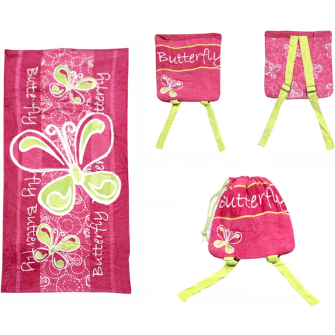 Appleby and Co 2-in-1 Kids Butterfly Beach Towel N Bag - 75 x 150cm