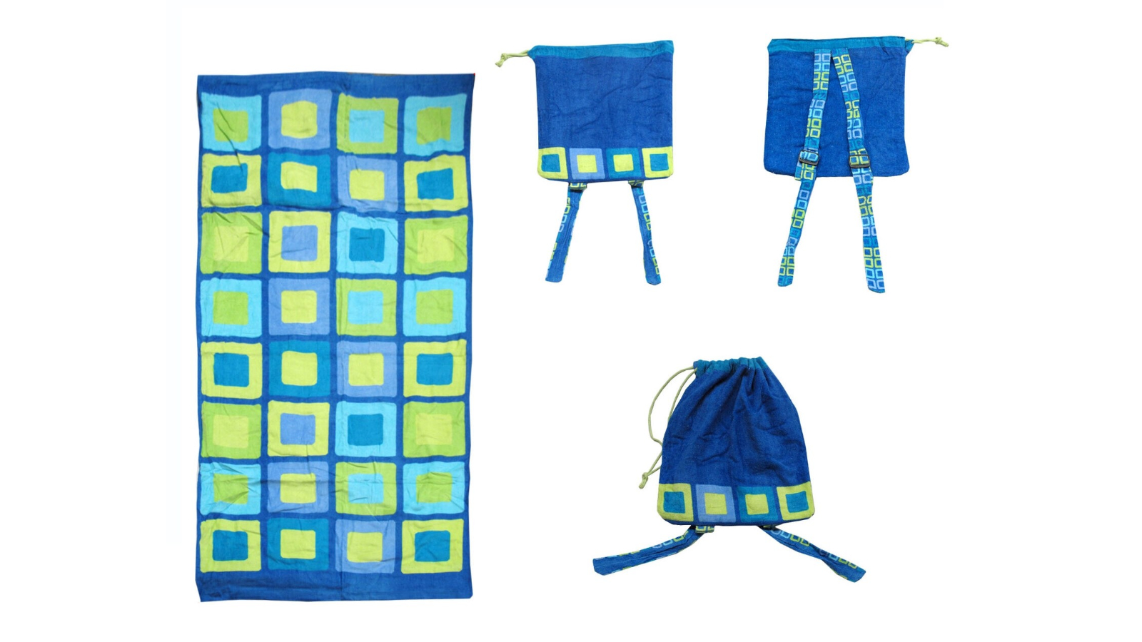 Appleby and Co 2-in-1 Kids Cubes Beach Towel N Bag - 75 x 150cm