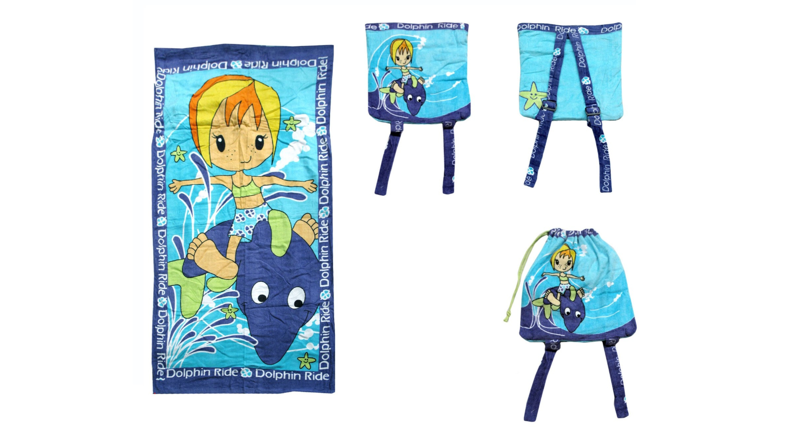 Appleby and Co 2-in-1 Kids Dolphin Beach Towel N Bag - 75 x 150cm