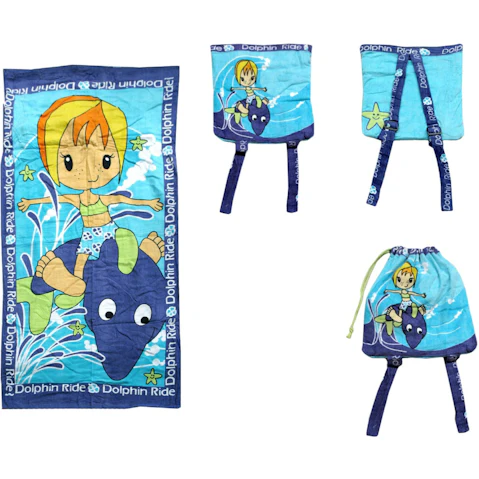 Appleby and Co 2-in-1 Kids Dolphin Beach Towel N Bag - 75 x 150cm