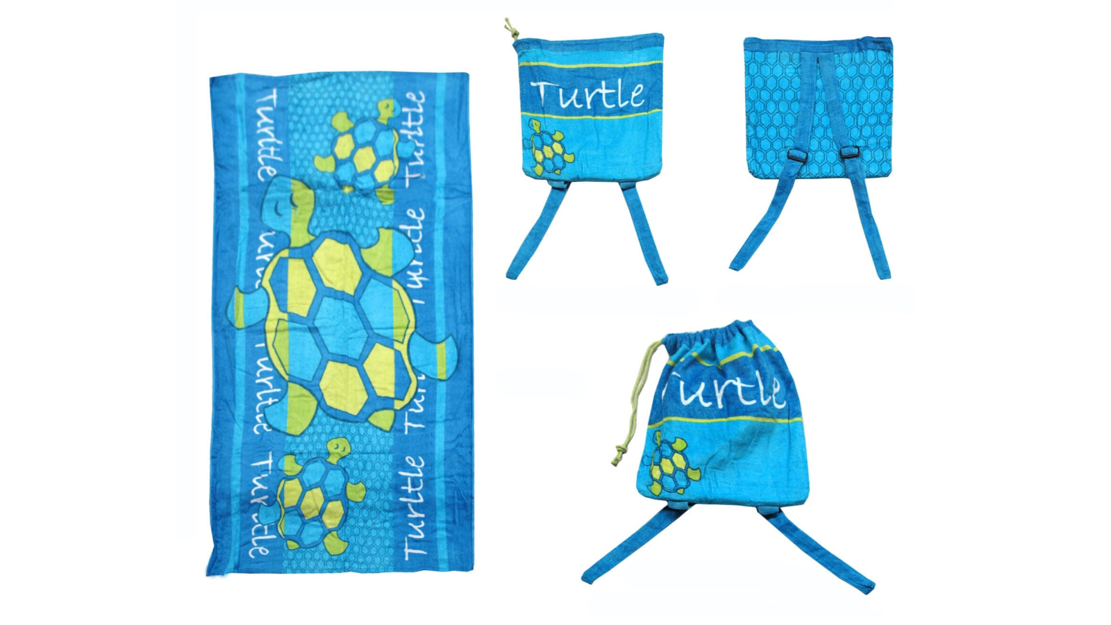 Appleby and Co 2-in-1 Kids Turtle Beach Towel N Bag - 75 x 150cm