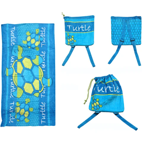 Appleby and Co 2-in-1 Kids Turtle Beach Towel N Bag - 75 x 150cm