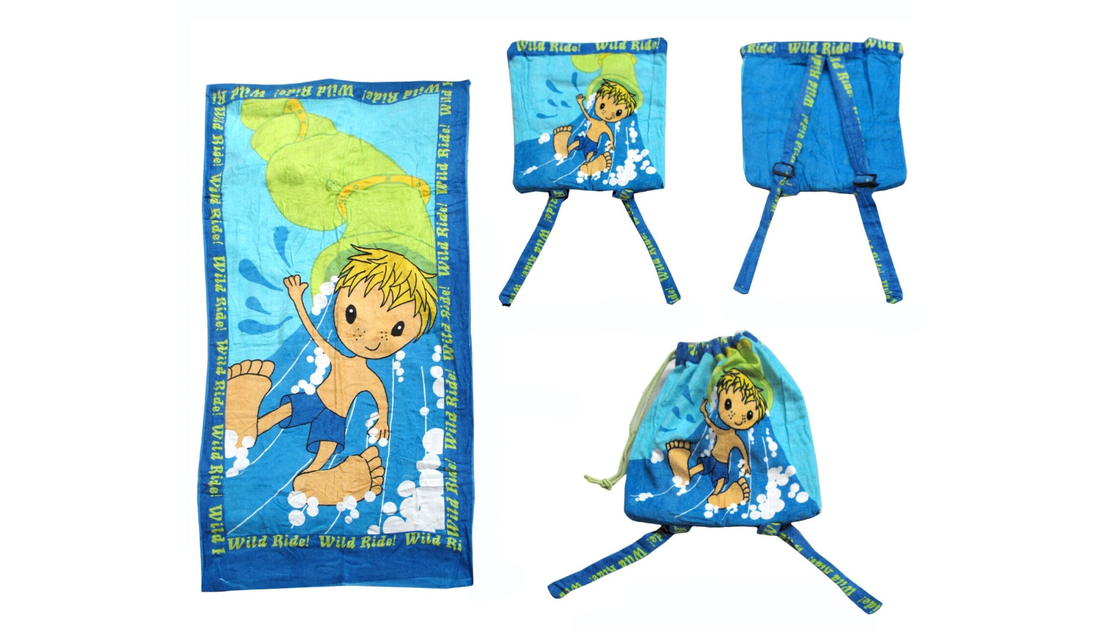 Appleby and Co 2-in-1 Kids Wild Ride Beach Towel N Bag - 75 x 150cm 