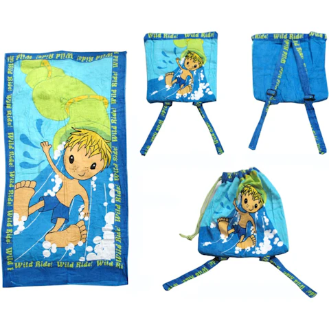 Appleby and Co 2-in-1 Kids Wild Ride Beach Towel N Bag - 75 x 150cm