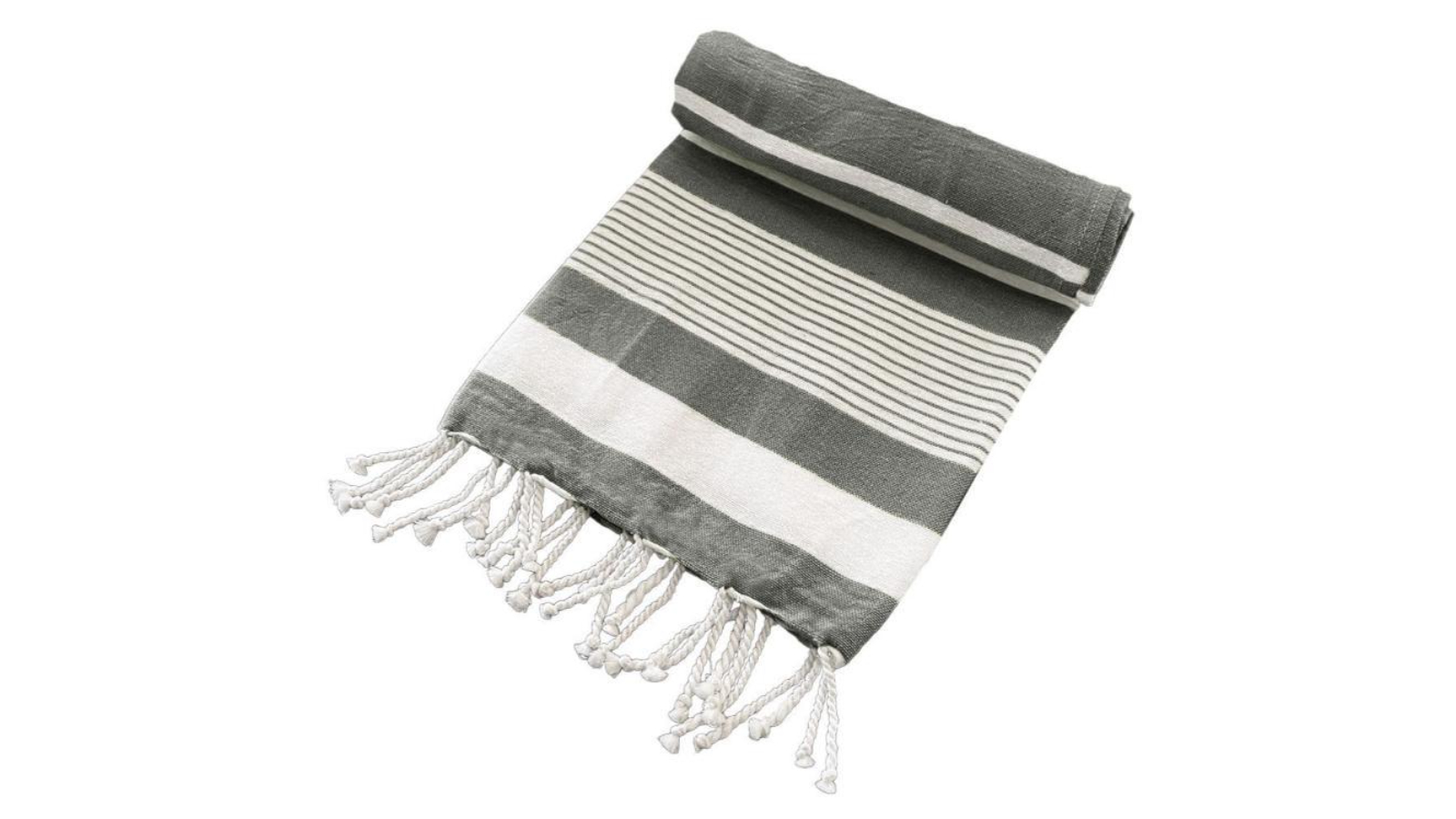 Appleby and Co Large Turkish Cotton Rich Beach Towel with Tassel - Black